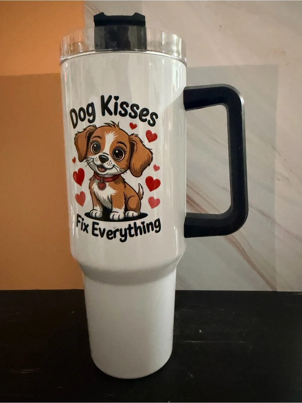 32 oz Stainless Steel Tumbler “Dog Kisses Fix Everything”